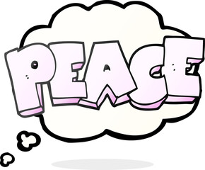 thought bubble cartoon word peace