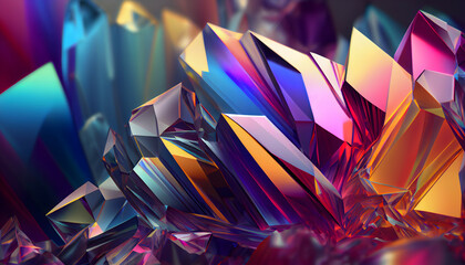 Rainbow colored crystal diamond texture background with a hyper-realistic texture