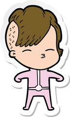 sticker of a cartoon girl wearing futuristic clothes