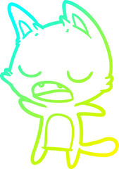 cold gradient line drawing talking cat cartoon
