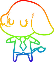 rainbow gradient line drawing cute cartoon elephant
