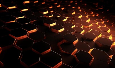 Obraz premium Abstract hexagon geometry background. 3d render of simple primitives with six angles in front. Generative AI.