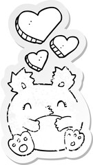distressed sticker of a cute cartoon bear