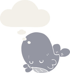 cartoon whale and thought bubble in retro style