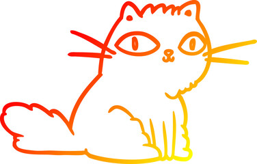 Obraz premium warm gradient line drawing cat looking right at you