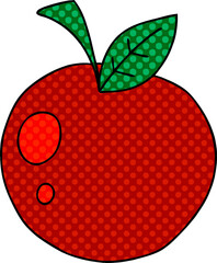 quirky comic book style cartoon red apple