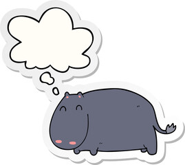 cartoon hippo and thought bubble as a printed sticker
