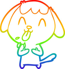 rainbow gradient line drawing cute cartoon dog