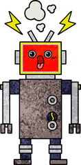 retro grunge texture cartoon robot malfunction