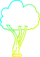 cold gradient line drawing cartoon blooming tree