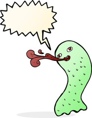 funny cartoon ghost with speech bubble