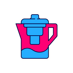 Filled outline Water jug with a filter icon isolated on white background. Vector