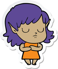 sticker of a cartoon elf girl