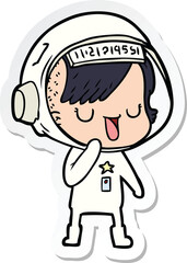 sticker of a cartoon astronaut woman