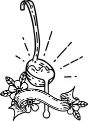 banner with black line work tattoo style ladle of gravy