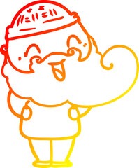 warm gradient line drawing happy bearded man