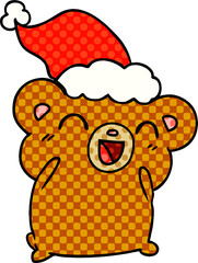 christmas cartoon of kawaii bear