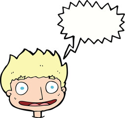 cartoon happy boy with speech bubble