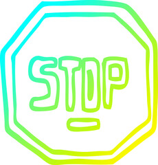 cold gradient line drawing cartoon stop sign
