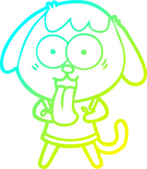 cold gradient line drawing cute cartoon dog