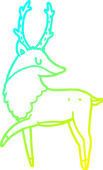 cold gradient line drawing cartoon stag