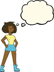 cartoon capable woman with thought bubble