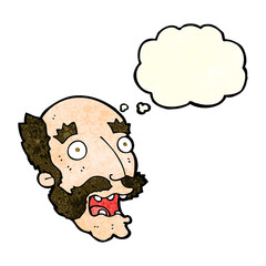 cartoon shocked old man with thought bubble