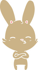 curious bunny flat color style cartoon