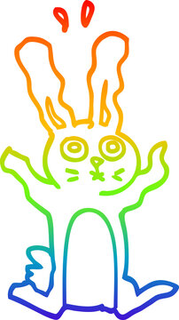 recommend clip art: rainbow gradient line drawing cartoon excited rabbit