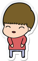 sticker of a happy cartoon boy