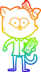 rainbow gradient line drawing cartoon cat