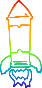 recommend clip art: rainbow gradient line drawing cartoon rocket
