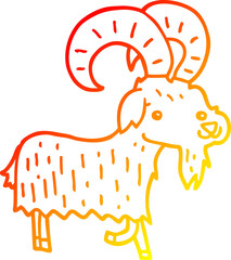 warm gradient line drawing cartoon goat