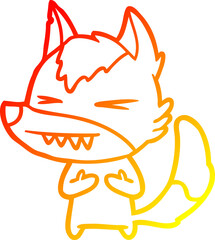 warm gradient line drawing angry wolf cartoon