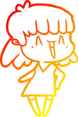 warm gradient line drawing cartoon woman