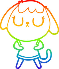 rainbow gradient line drawing cute cartoon dog