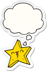 cute cartoon star and thought bubble as a printed sticker