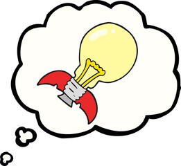 thought bubble cartoon lightbulb rocket ship