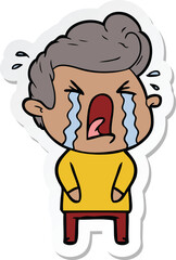 sticker of a cartoon crying man