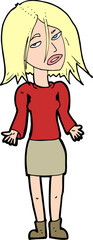 cartoon woman shrugging shoulders