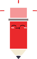 flat color retro cartoon pencil
