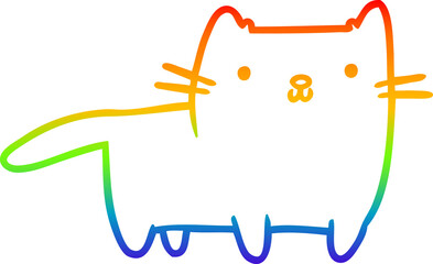 rainbow gradient line drawing Cartoon cat