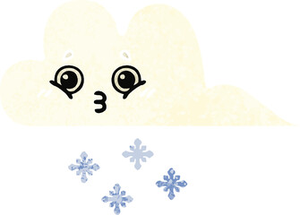 retro illustration style cartoon snow cloud