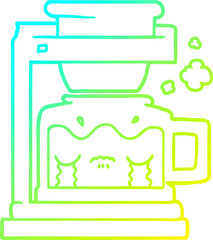 cold gradient line drawing cartoon crying filter coffee machine