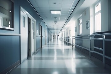 Blurred Hospital Corridor with Defocused Clinic Background - Indoor Shot with Nobody
