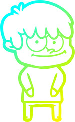 cold gradient line drawing happy cartoon man