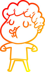 warm gradient line drawing cartoon man singing