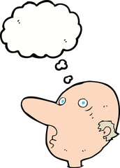 cartoon balding man with thought bubble