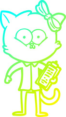 cold gradient line drawing cartoon cat