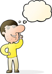 cartoon man with idea with thought bubble